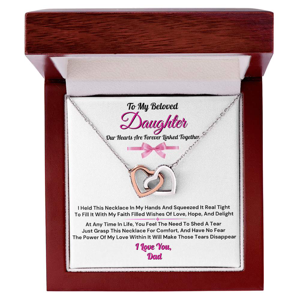 To My Beloved Daughter From Dad - Forever Linked Heart Necklace
