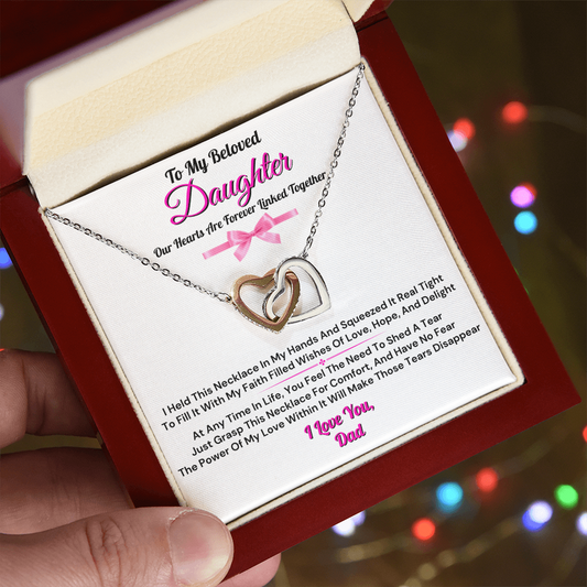 To My Beloved Daughter From Dad - Forever Linked Heart Necklace