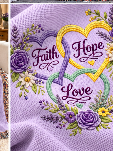 To My Beloved Granddaughter – Personalized Faith, Hope & Love Woven Blanket | A Hug From Grandma