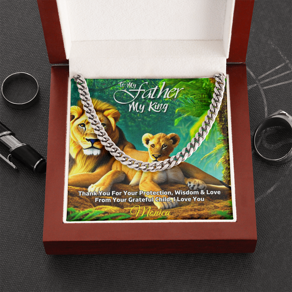To My Father, My King” Cuban Chain Necklace – Personalized Gift from Child