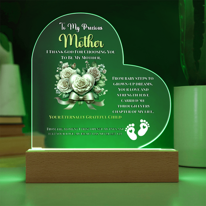 To My Precious Mother” Personalized LED Heart Plaque – Custom Name & Birthdate Gift from Child