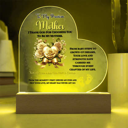To My Precious Mother” Personalized LED Heart Plaque – Customized Name & Birthdate Gift from Child